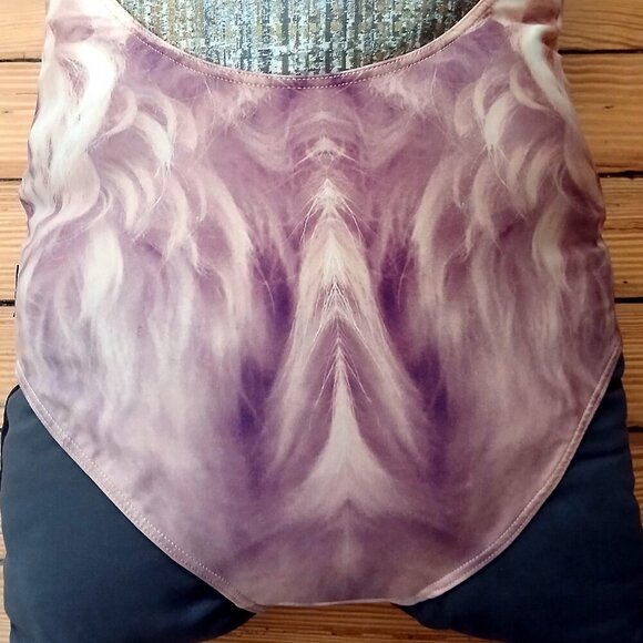 Fiorucci Vintage 1980 Persian Cat Face One Piece Swimsuit Cross Back Straps SzM - Picture 2 of 10